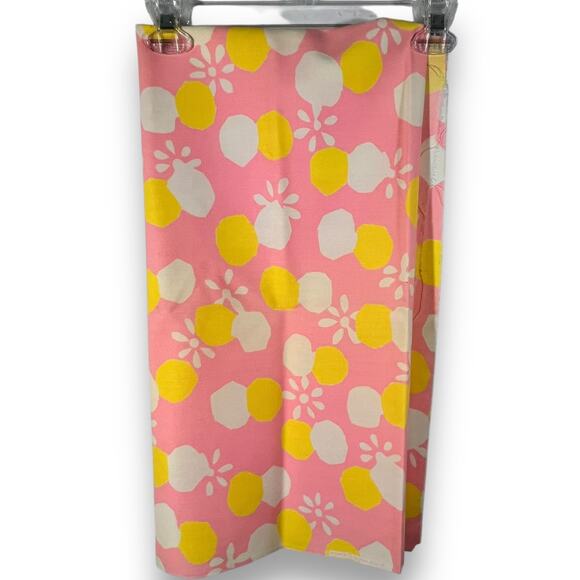 Klopman Mills Fabric 1970s Mod Floral Pink Yellow Cotton 1.27 Yards - Picture 4 of 6